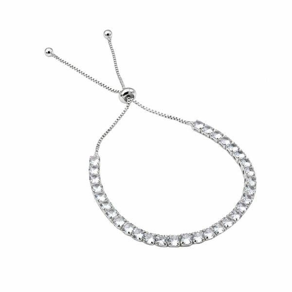 Say It With Adjustable Round Stone Tennis Bracelet - Silver