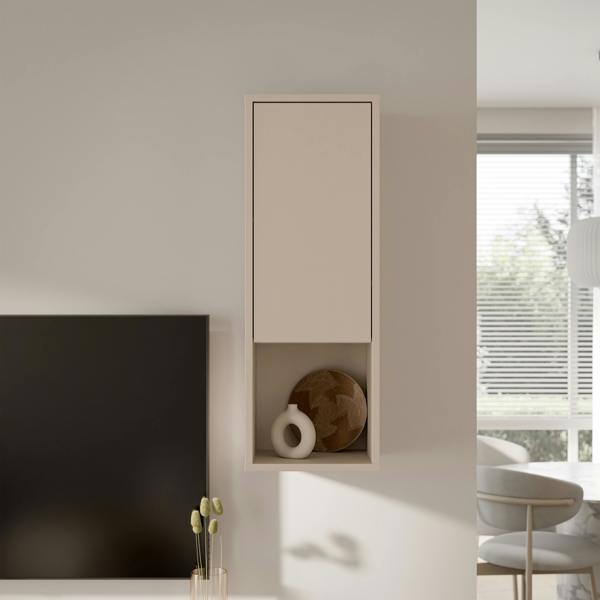 Furniture To Go Alice Springs Narrow Cupboard with 1 Door Push-to-Open in Sand