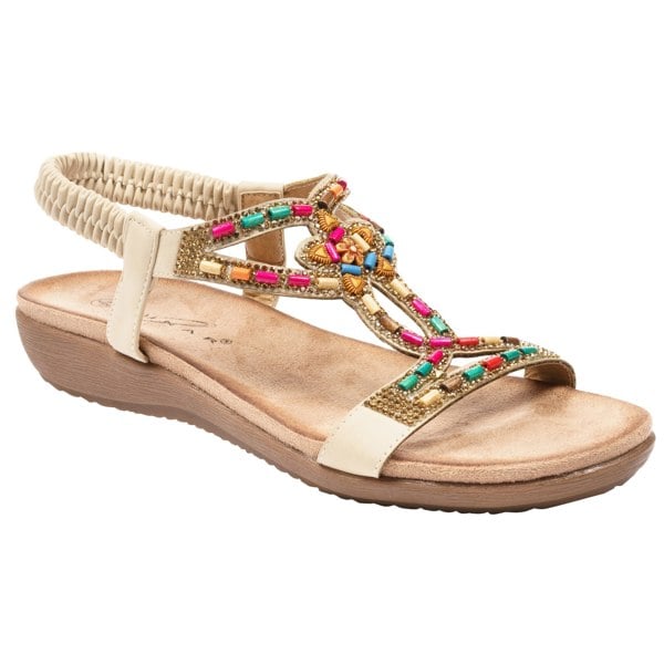 Lunar Women's Mariella Beaded Sandals - Beige