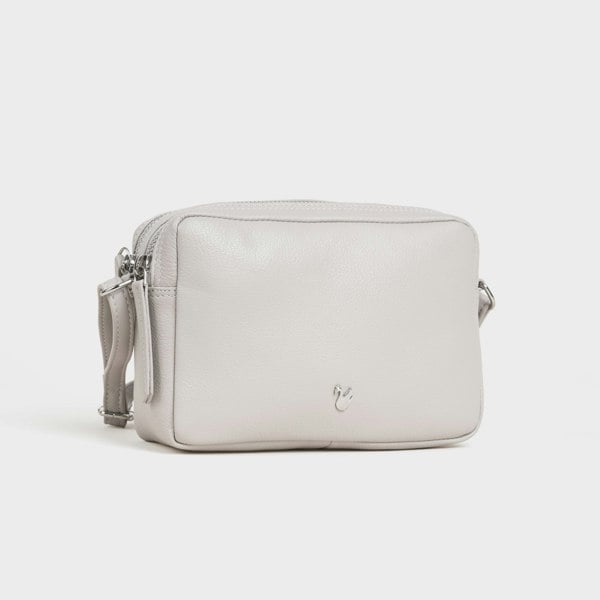 Assots London 'AVON' Ice Grey Soft Nappa Full Grain Real Leather Crossbody Bag