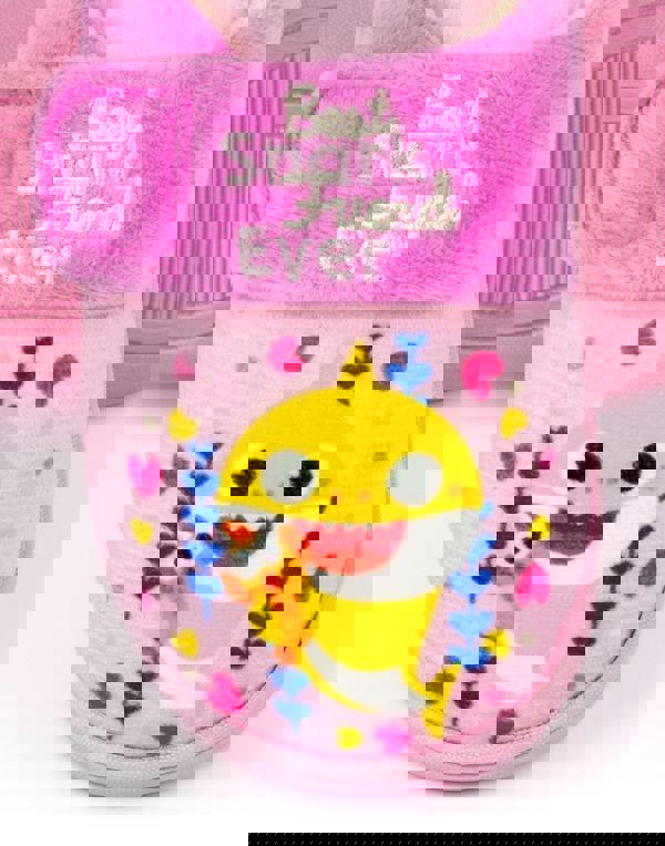 Baby Shark Girls Pink Best Shark Friend Ever Velcro Loafer Slippers