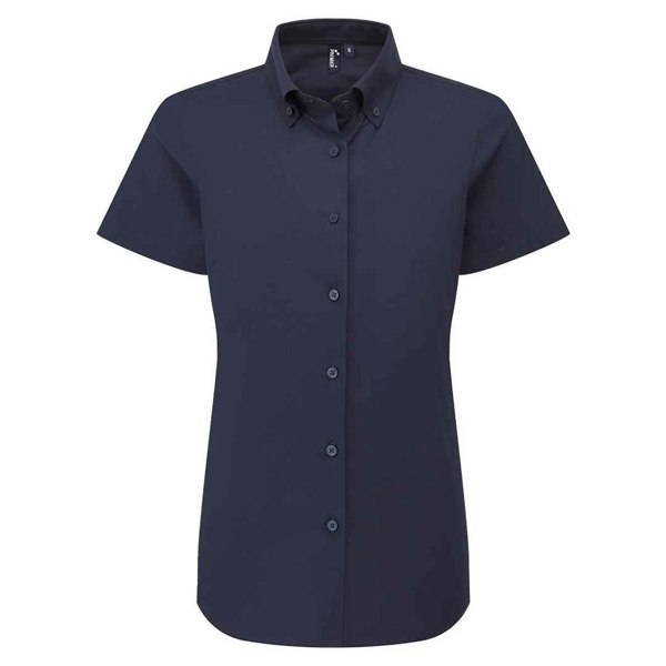 Premier Women's Supreme Oxford Short-Sleeved Formal Shirt - Navy
