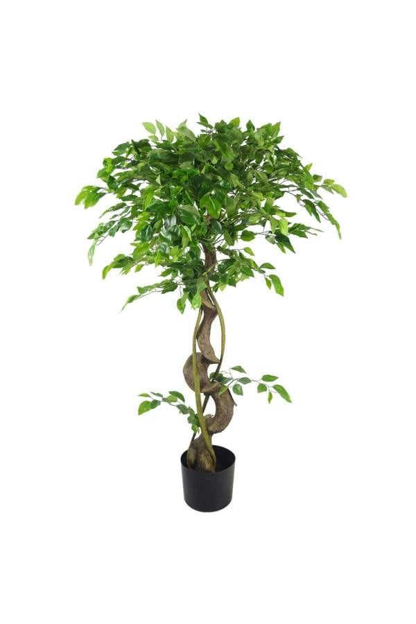 Dyzi 120cm Artificial Tree with Twisted Trunk and Metal Planter