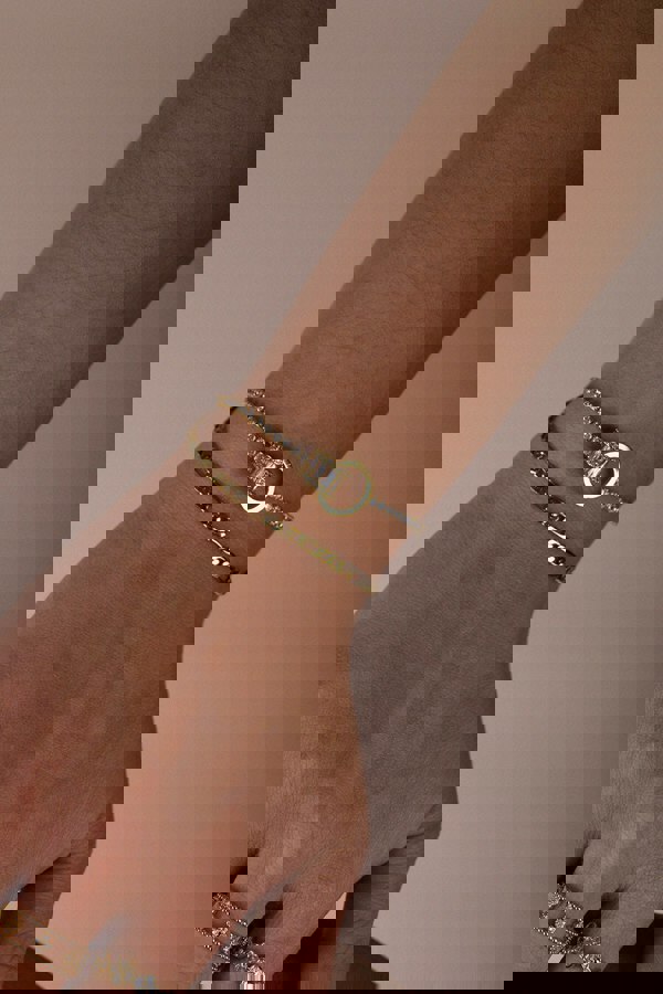 SVNX Double Ring Diamante Bracelet in Gold Colour - Gift Boxed