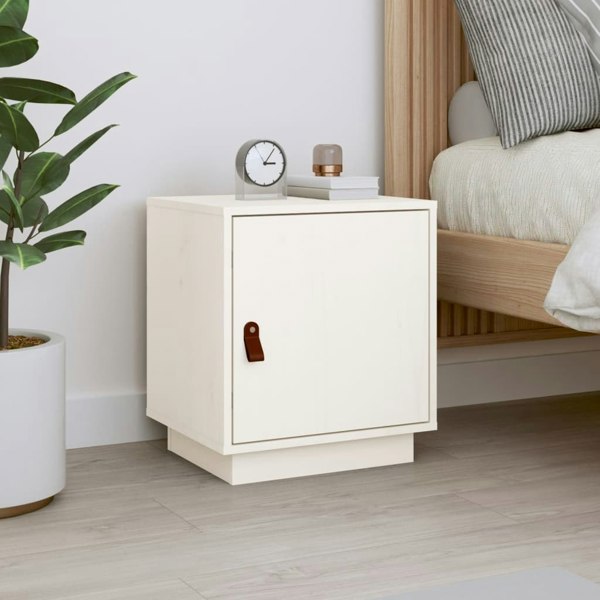Berkfield Bedside Cabinet White 40x34x45 cm Solid Wood Pine