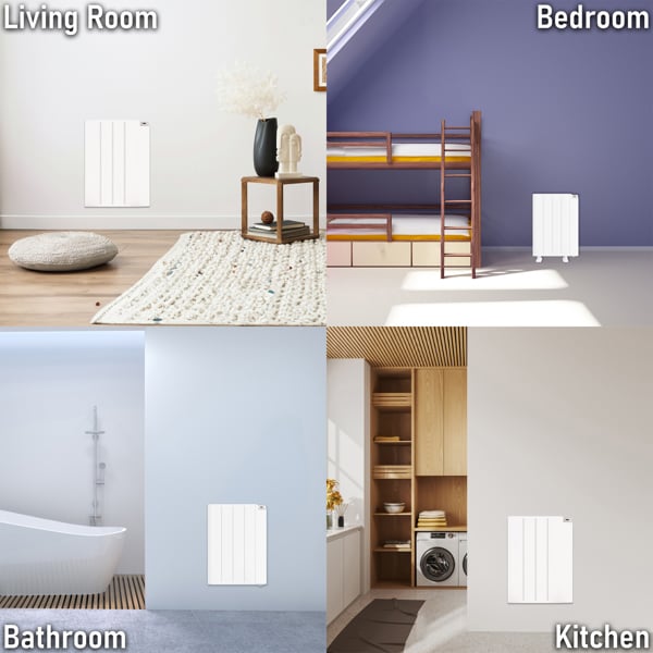MYLEK Electric Radiator Panel Heater WIFI Smart APP Eco 600W Bathroom Safe Wall Mounted Timer Thermostat