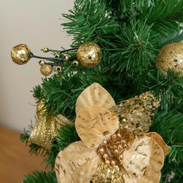 Samuel Alexander 50cm Mini Christmas Fir Tree in Plastic Pot with Gold Decorations
