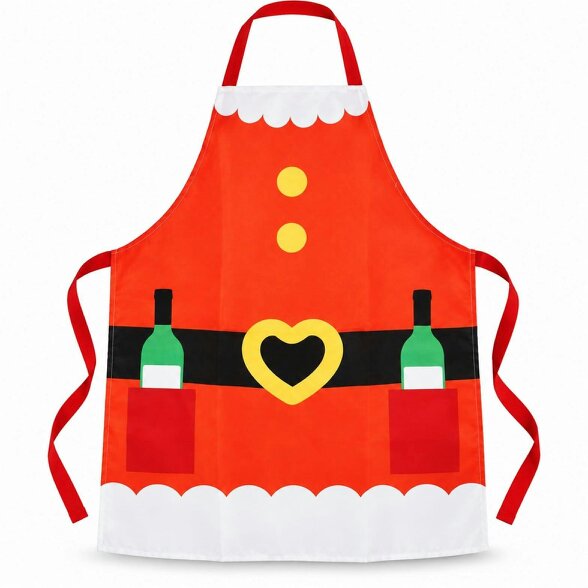 Shatchi Santa Apron Christmas-Themed Festive Apron for Holiday Cooking, Baking and Party Wear