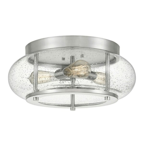 1 Bulb Flush Light Low Ceiling Brushed Nickel LED E27 60W Bulb Loops