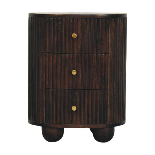 Artisan Furniture Curved Fluted 3-Drawer Bedside