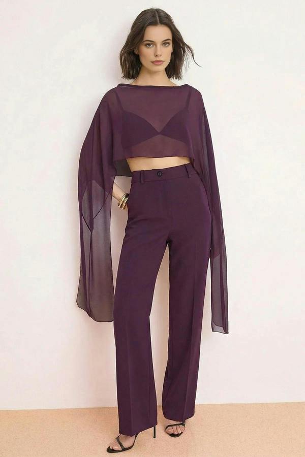 WOVCOR Straight Boat Neck Sleeveless Woven Chiffon Blouse