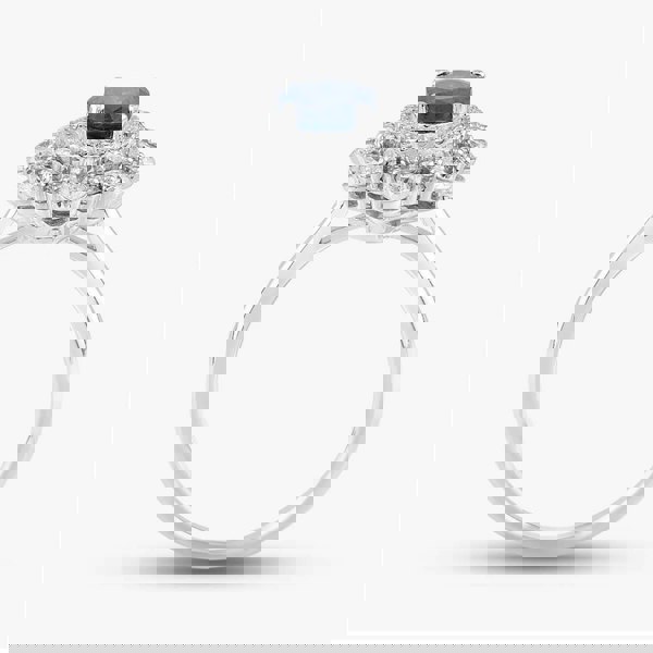 T. H. Baker 18ct White Gold 0.91ct Oval Cut Sapphire & 0.82ct Brilliant Cut Diamond Double Halo Ring 1518173 18KW M