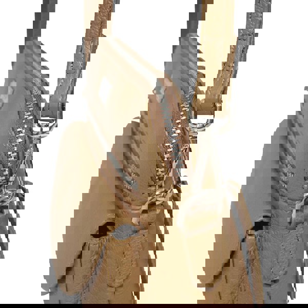 Assots London 'JEAN' Light Tan Real Soft Pebble Grain Leather Crossbody Bag