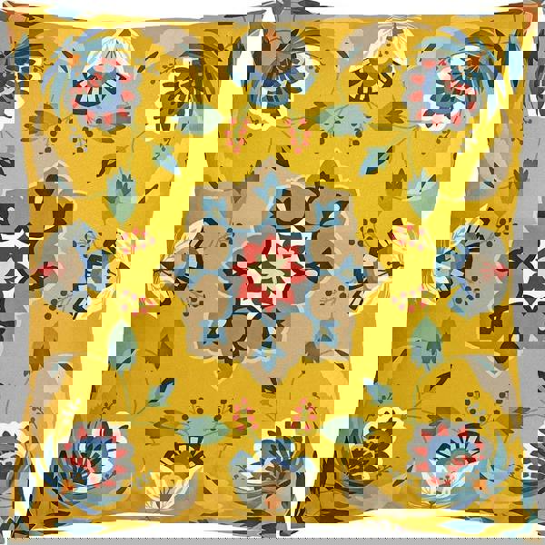 Furn Folk Floral Outdoor Cushion Cover - Ochre Yellow - 