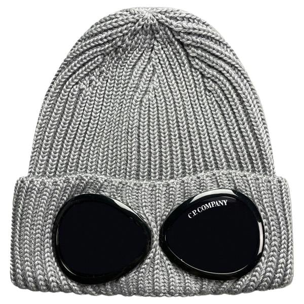 CP Company Extra Fine Merino Wool Goggle Beanie Grey - chancefashionco