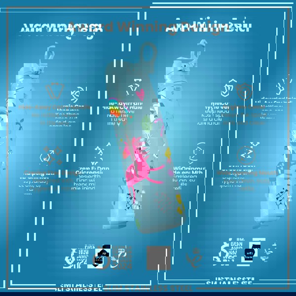 ION8 Leak Proof Slim Water Bottle, Stainless Steel, Blue Unicorns, 600ml (20oz)