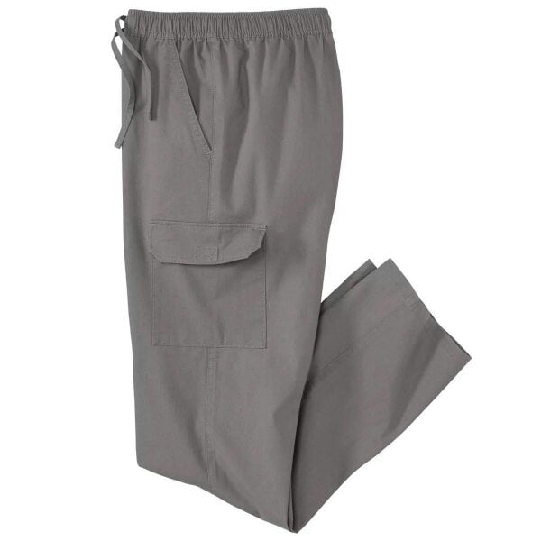 Atlas For Men Mens Elasticated Waist Cargo Trousers - Grey