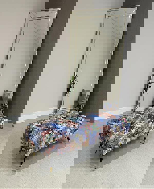 ISTOOLS Demask Upholstered Footstool Ottoman – Handmade Stylish Seating