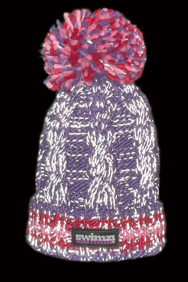 SuperBobble Swimzi Cable Knit Beanie Bobble Hat - Berries