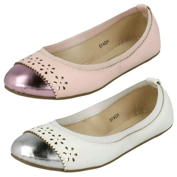 Spot On Girls Spot On Metallic Toecap Ballerina Shoes H2410
