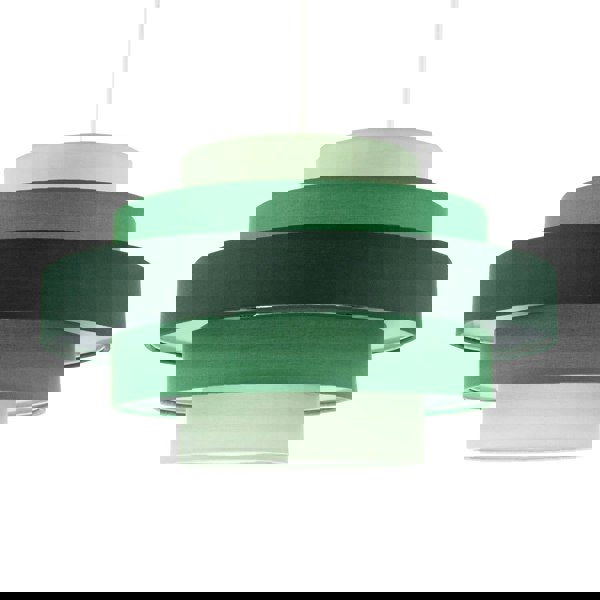 Five Tier Pendant Lighting Shade with Various Green Cotton Rings Image 1