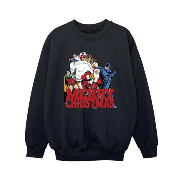 DC Comics Boys Batman Merry Christmas Comic Sweatshirt - Black