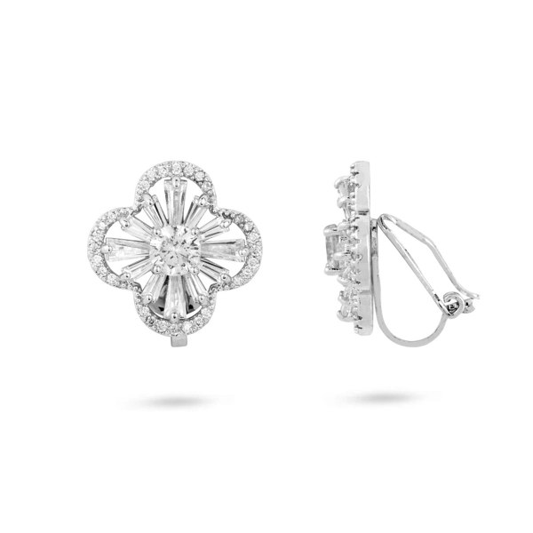 Gold Trip Clover Flower Clip On Earrings