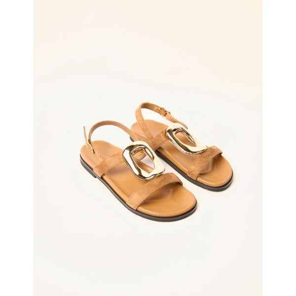 Blue Vanilla Gold Buckle Flat Sandals