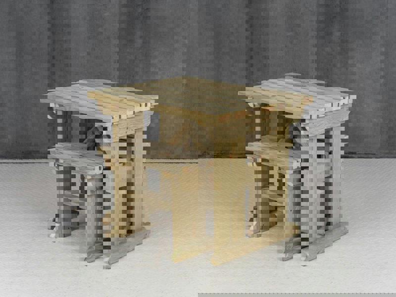 Yews Space-Saving Picnic Table and Benches Set – Wooden Outdoor Dining Set for Gardens and Patios
