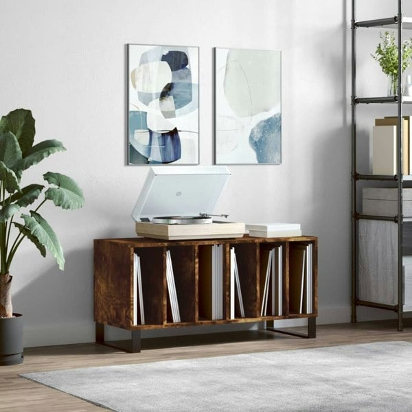 Berkfield Record Cabinet Smoked Oak 100x38x48 cm Engineered Wood