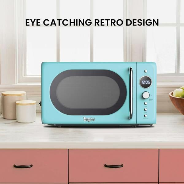Total Chef Retro Microwave Oven 20L 700W Blue Countertop Microwave with Defrost, Timer & 5 Power Settings