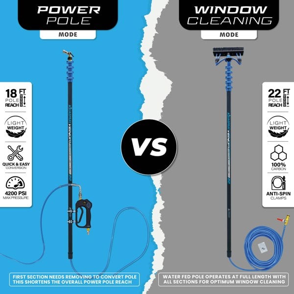 Equip2clean Venom 18ft Power Pole for Pressure Washers – 100% Carbon Fibre