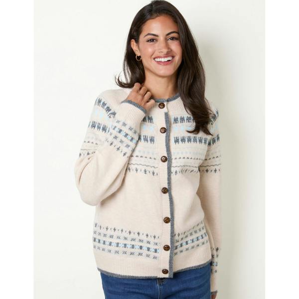 Blue Vanilla Classic Fair Isle-Inspired Cardigan