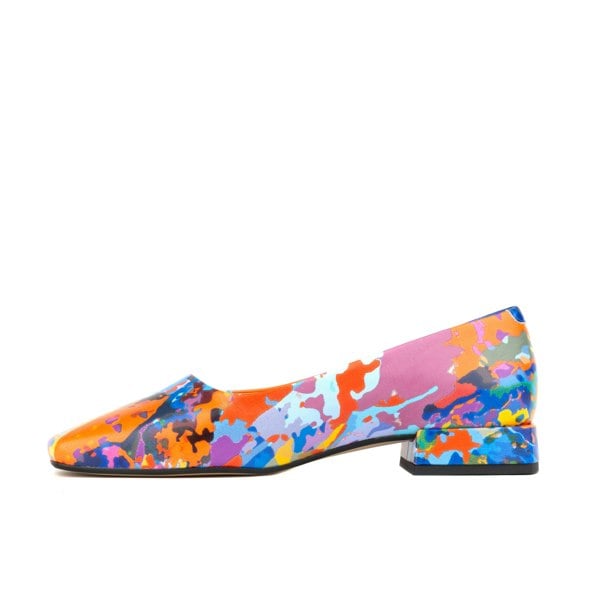 Embassy London Ballerina - Summer Colours - Women's low heel square toe leather pump in bright print