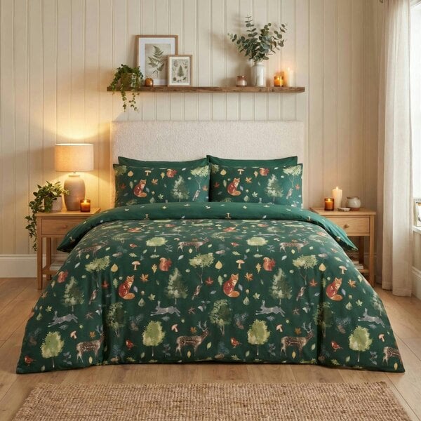 Autumn Forest Duvet Cover Set - Green