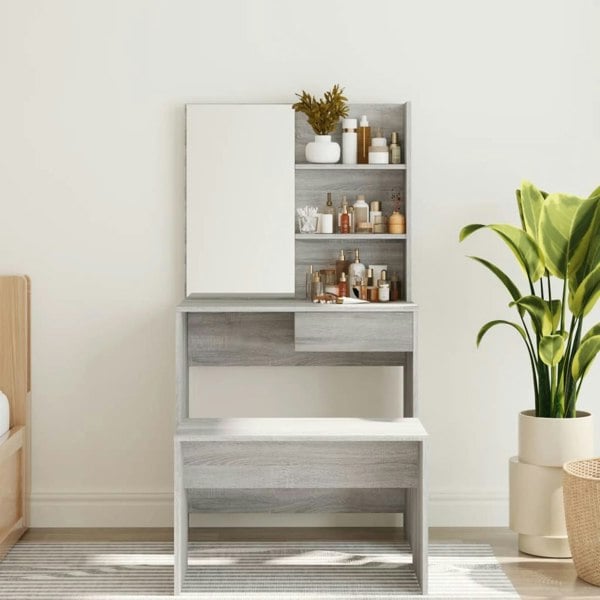 Berkfield Dressing Table with Mirror Grey Sonoma 74.5x40x141 cm