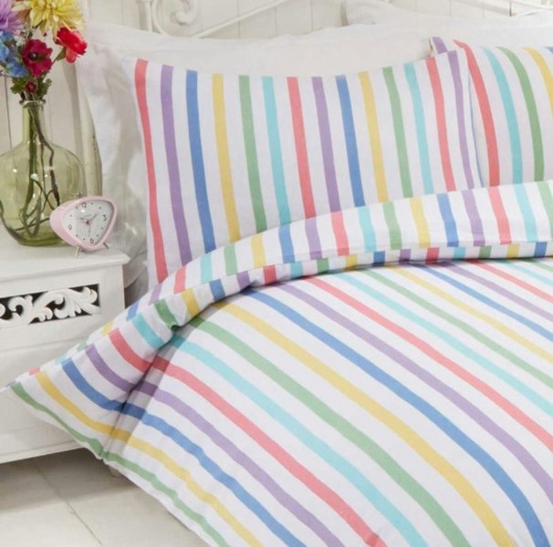 HomeSpace Direct Candy Stripe Brushed Cotton Duvet Cover Set