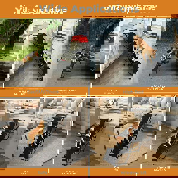 Skylos Pet Stairs Dog Ramp 4 Soft Steps for Car SUV Booster Foldable Portable