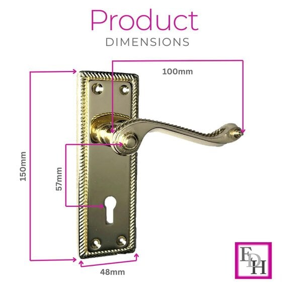 EDH Door Hardware Georgian Style Scroll Brass Finish Door Handles – Internal Door Handles