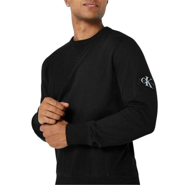 Calvin Klein Mens Badge Crew Neck Sweatshirt - Black - 