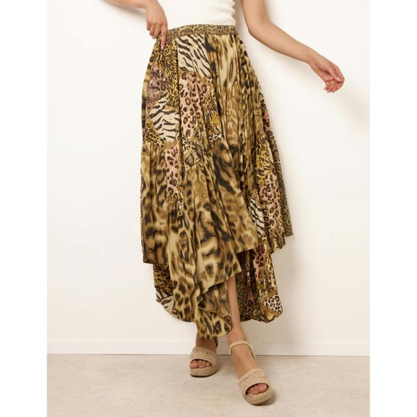Blue Vanilla Animal Asymmetric Midi Skirt