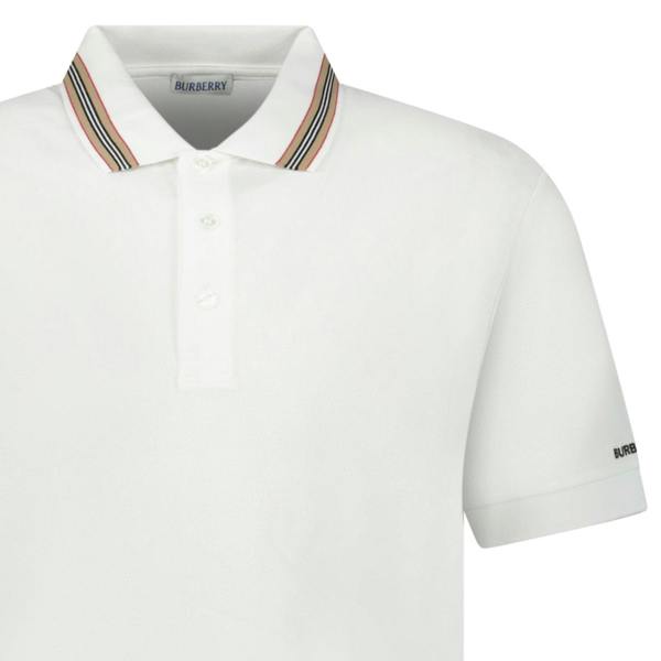Burberry ‘Hartford’ Striped Check Polo White - chancefashionco