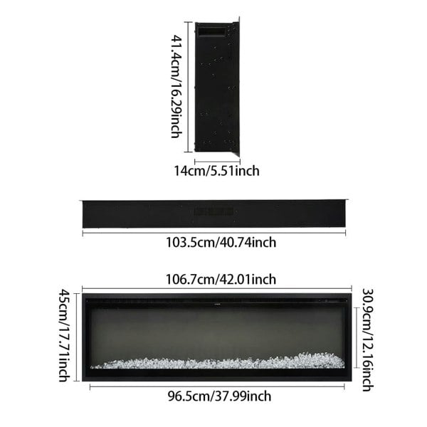 42/50/60/73 inch Electric Fire 12 Vibrant Flame Colours Electric Fireplace with Remote Living and Home