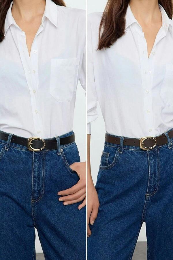 WOVCOR Double Pack Oval Buckle Women's Belt