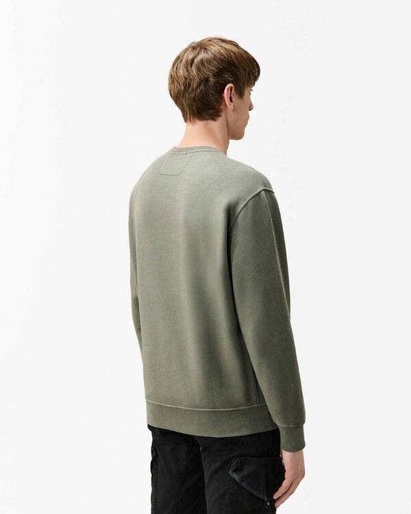 C.P. Company Lens Brushed And Emerised Diagonal Fleece Crew Neck Mens Sweatshirt - Castor Grey 950