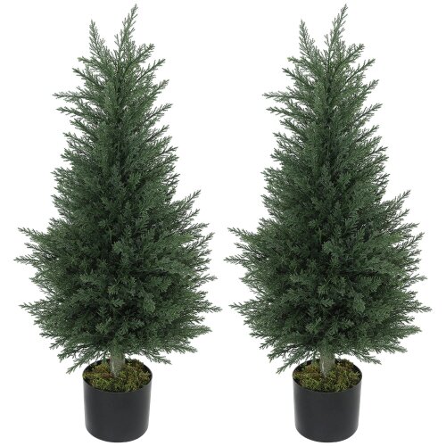 Wyld Haus Lusa Set Of 2 Outdoor Artificial Cypress Trees H8 90cm With UV Resistant Finish