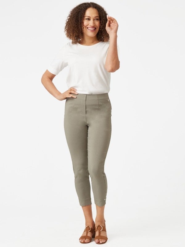 PennyPlain Cropped Bengaline Trousers - Sage
