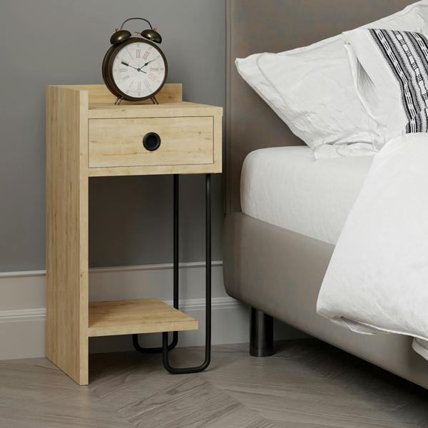 Decortie Sirius Modern Bedside Table with 1 Drawer Open Shelf Left Module Width 32cm
