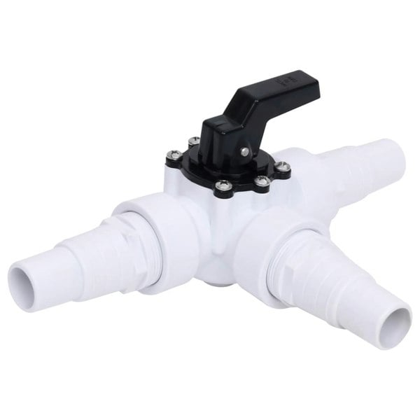 Berkfield Swimming Pool 3-Way Ball Valve White and Black