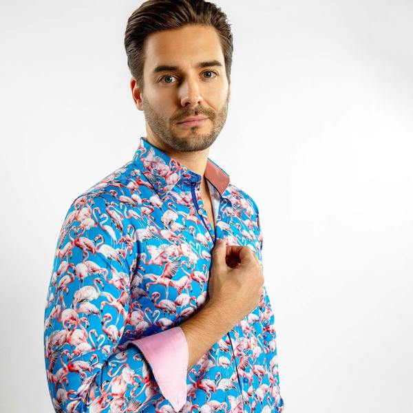 FLAMBOYANCE OF FLAMINGOS PRINT SHIRT – Premium Men's Patterned Shirt by Claudio Lugli | Bold Design, Tailored Fit, Best Printed Shirts